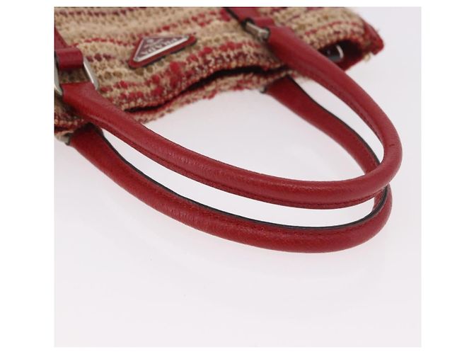 Bolsa PRADA Tweed Vermelho Prata Autêntica 185463A - vista 7