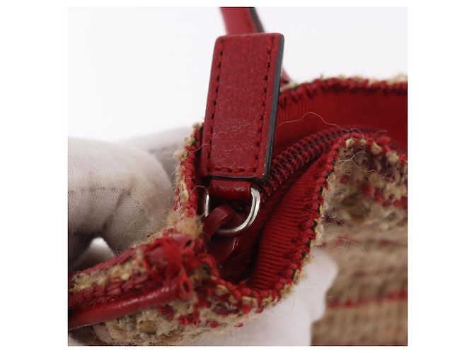 Bolsa PRADA Tweed Vermelho Prata Autêntica 185463A - vista 9