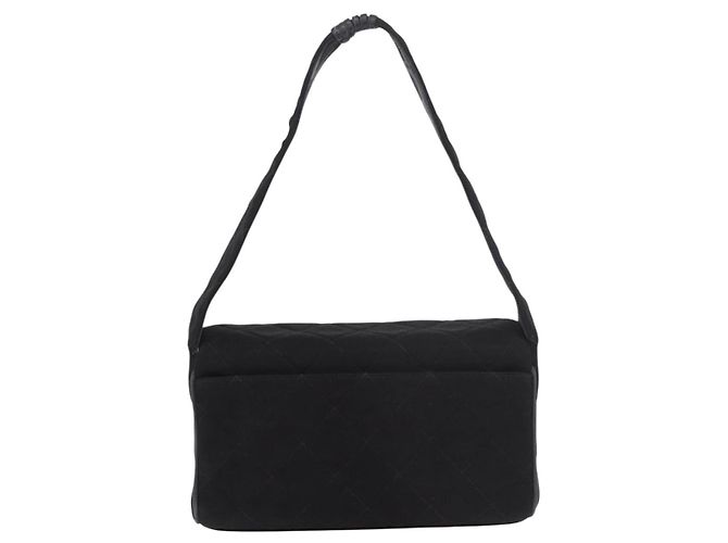 CHANEL Matelasse Shoulder Bag Cotton Black Gold CC Auth 186116V Nero D'oro - vista 2