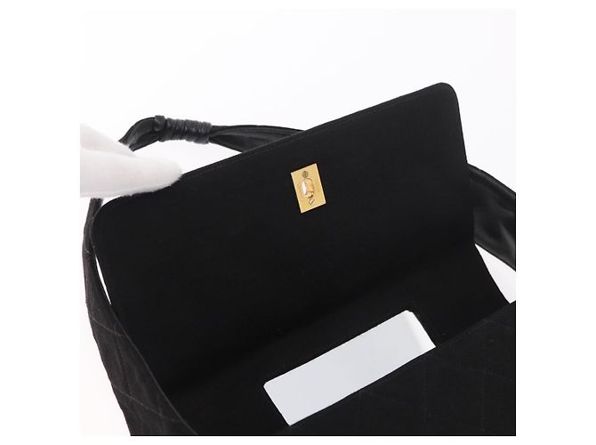 CHANEL Matelasse Shoulder Bag Cotton Black Gold CC Auth 186116V Nero D'oro - vista 20