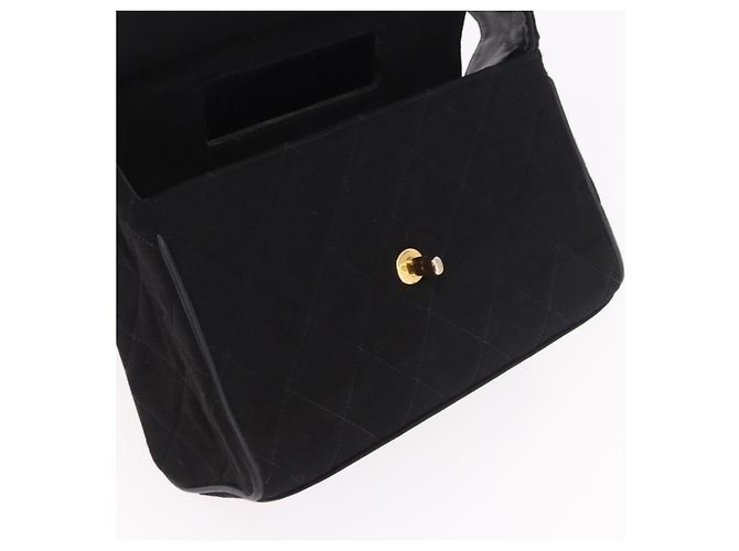 CHANEL Matelasse Shoulder Bag Cotton Black Gold CC Auth 186116V Nero D'oro - vista 21