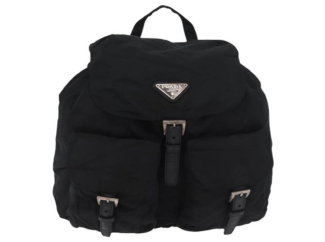 Zaino PRADA Nylon Nero Argento Auth 185957 - vista 13