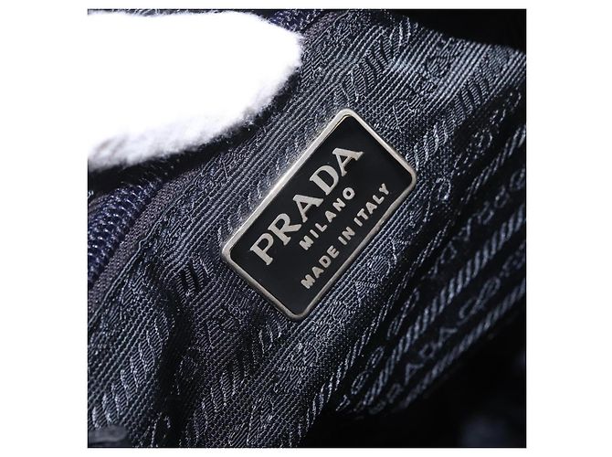 Zaino PRADA Nylon Nero Argento Auth 185957 - vista 26
