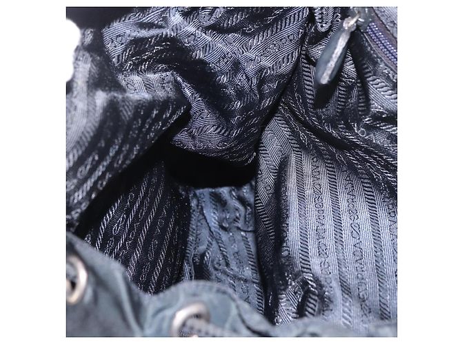 Zaino PRADA Nylon Nero Argento Auth 185957 - vista 28