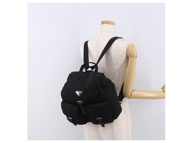 Zaino PRADA Nylon Nero Argento Auth 185957 - vista 31