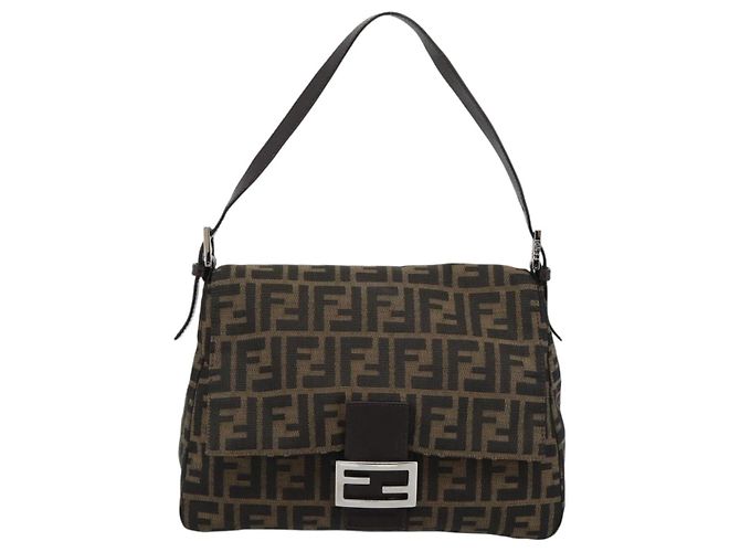 FENDI Mamma Baguette Schultertasche aus Zucca Canvas Schwarz Braun Authentisch 186037SAM - Ansicht 13