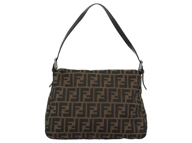 FENDI Mamma Baguette Schultertasche aus Zucca Canvas Schwarz Braun Authentisch 186037SAM - Ansicht 2
