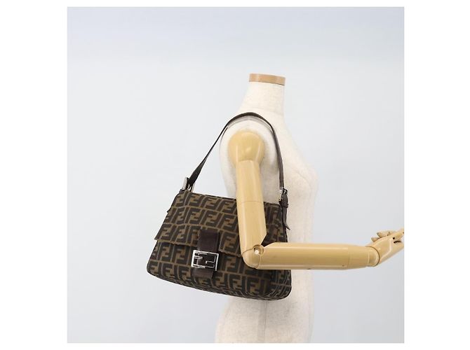 FENDI Mamma Baguette Schultertasche aus Zucca Canvas Schwarz Braun Authentisch 186037SAM - Ansicht 23