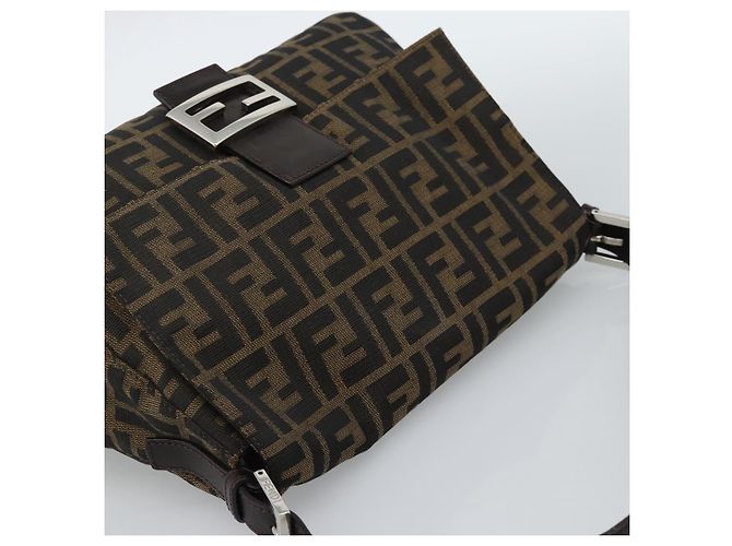 FENDI Mamma Baguette Schultertasche aus Zucca Canvas Schwarz Braun Authentisch 186037SAM - Ansicht 6