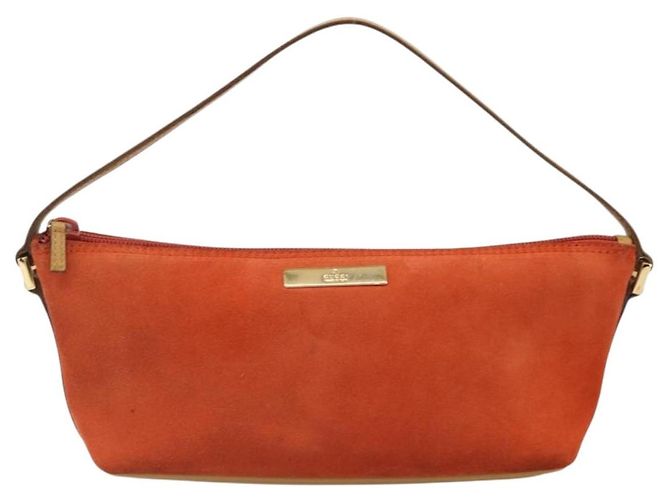 Borsa GUCCI Scamosciata Arancione Oro 039 1103 Auth BA13451 D'oro - vista 13