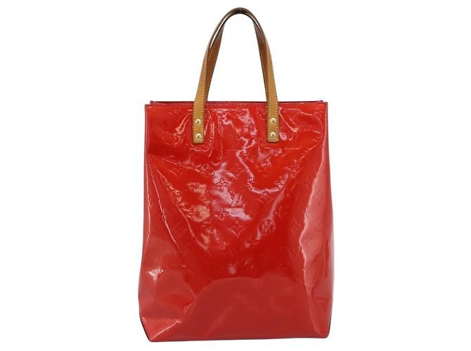LOUIS VUITTON Borsa Monogram Vernis Reade MM Rosso Rouge M91086 LV Auth 185756 - vista 13