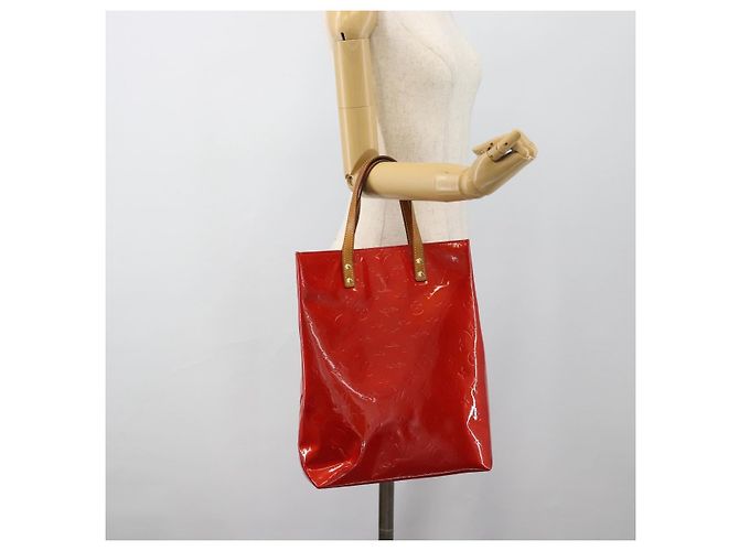 LOUIS VUITTON Borsa Monogram Vernis Reade MM Rosso Rouge M91086 LV Auth 185756 - vista 21