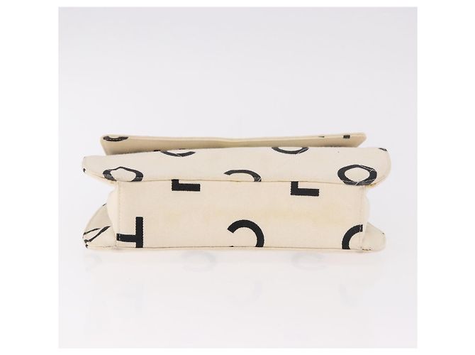 CHANEL Matelasse Chain Handbag Canvas Weiß Silber CC Auth 187495V - Ansicht 5