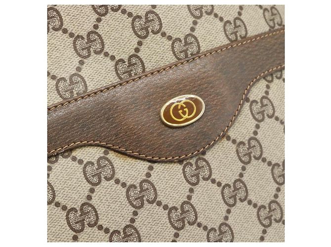 Bolsa Tote GUCCI GG Supreme Web Sherry Line PVC Bege Auth 187804 - vista 17