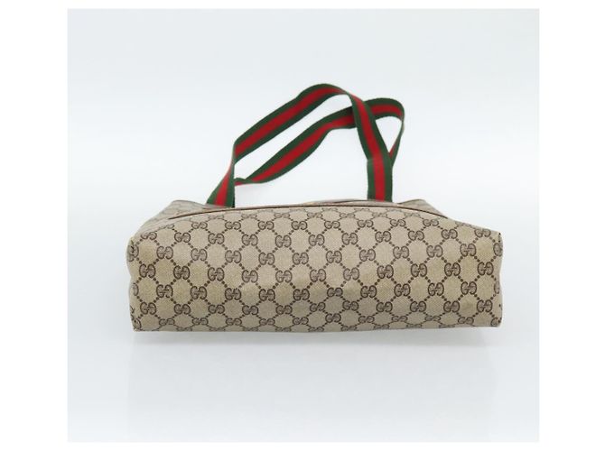 Bolsa Tote GUCCI GG Supreme Web Sherry Line PVC Bege Auth 187804 - vista 5