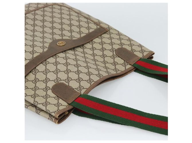 Bolsa Tote GUCCI GG Supreme Web Sherry Line PVC Bege Auth 187804 - vista 6