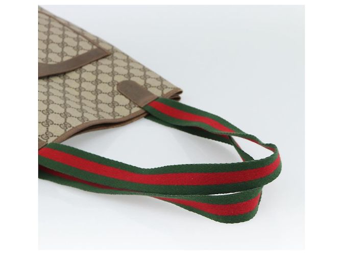 Bolsa Tote GUCCI GG Supreme Web Sherry Line PVC Bege Auth 187804 - vista 7