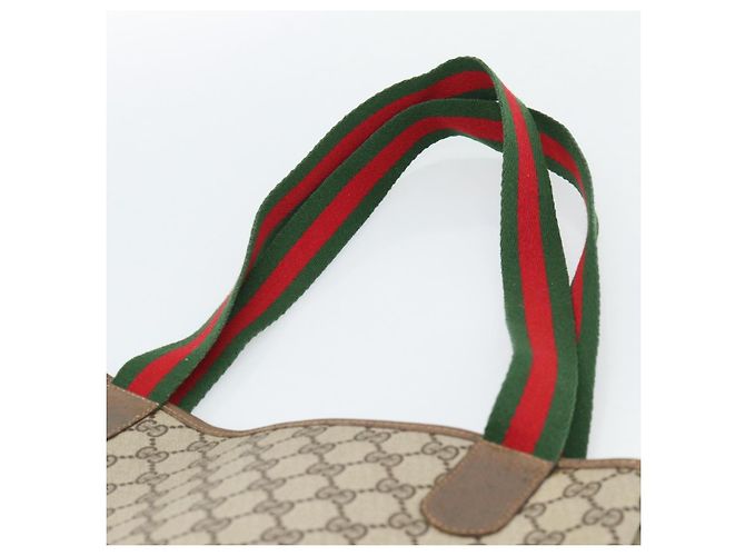 Bolsa Tote GUCCI GG Supreme Web Sherry Line PVC Bege Auth 187804 - vista 8