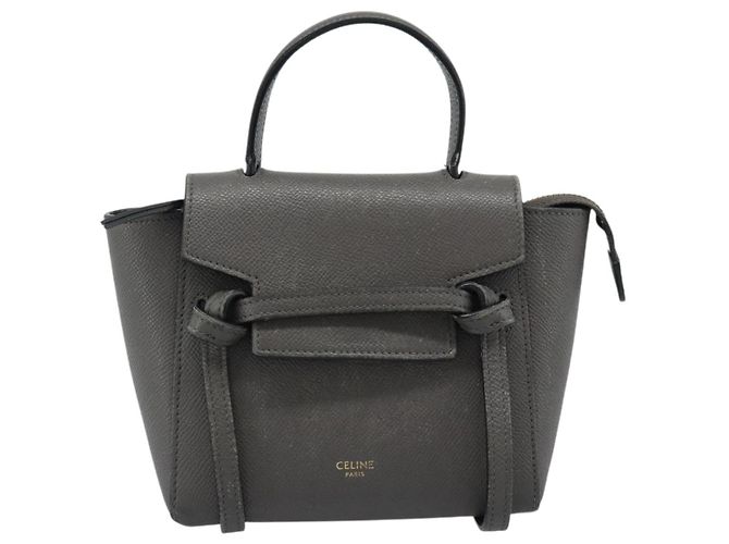 Céline Borsa a mano CELINE Pico Belt in pelle 2way Grigio Oro Auth 186203 Marrone D'oro - vista 13