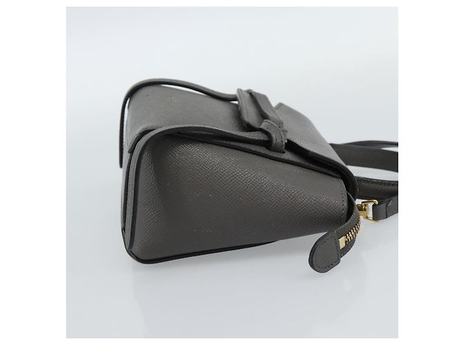 Céline Borsa a mano CELINE Pico Belt in pelle 2way Grigio Oro Auth 186203 Marrone D'oro - vista 4