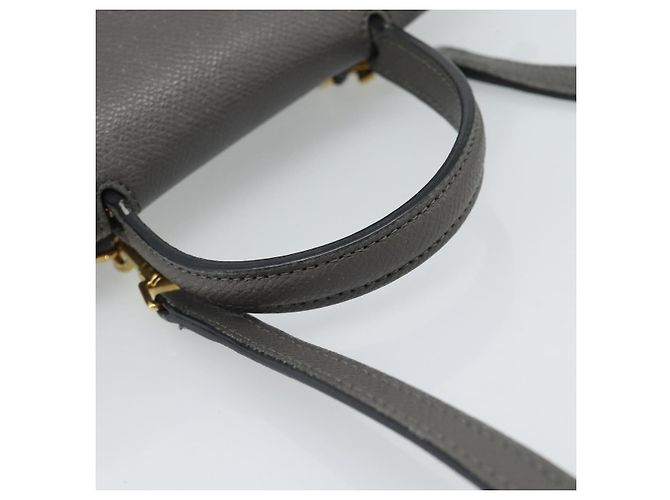 Céline Borsa a mano CELINE Pico Belt in pelle 2way Grigio Oro Auth 186203 Marrone D'oro - vista 7