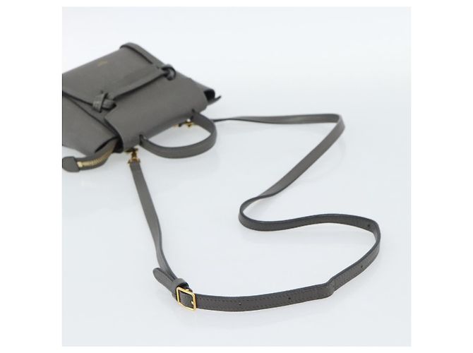 Céline Borsa a mano CELINE Pico Belt in pelle 2way Grigio Oro Auth 186203 Marrone D'oro - vista 8
