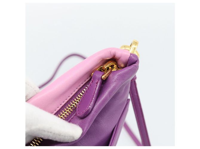 Borsa a Spalla PRADA in Pelle Viola e Oro Autentica 186122A D'oro Porpora - vista 10
