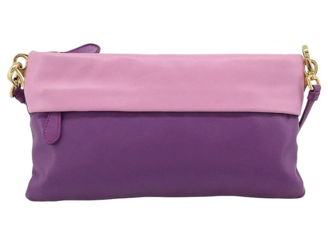 Borsa a Spalla PRADA in Pelle Viola e Oro Autentica 186122A D'oro Porpora - vista 13