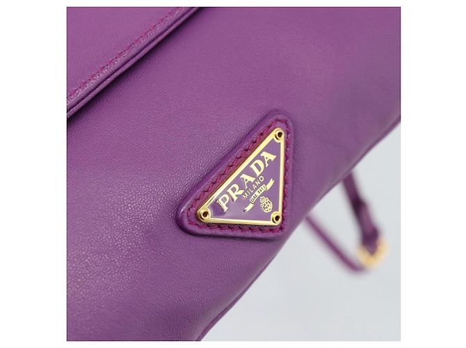 Borsa a Spalla PRADA in Pelle Viola e Oro Autentica 186122A D'oro Porpora - vista 18