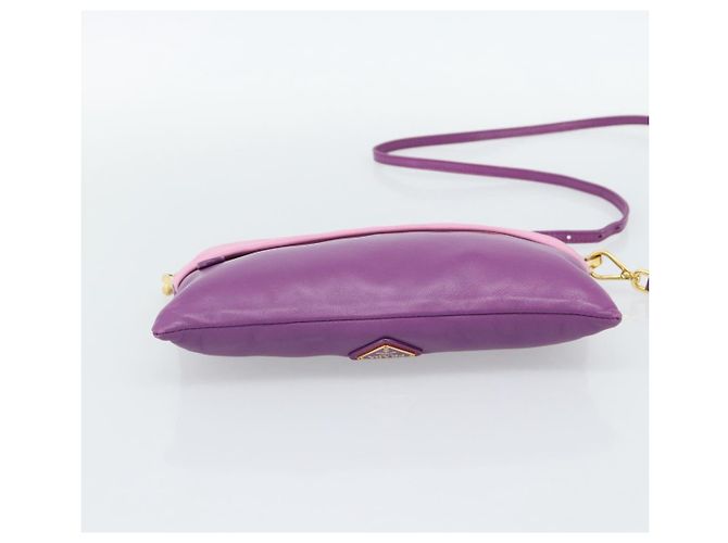 Borsa a Spalla PRADA in Pelle Viola e Oro Autentica 186122A D'oro Porpora - vista 5
