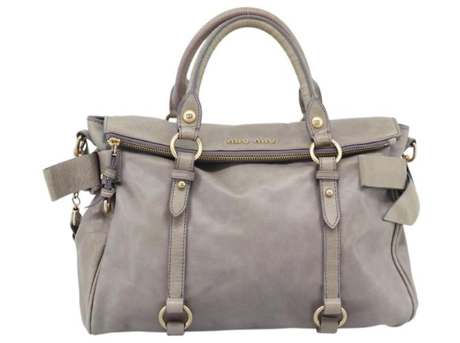 Borsa a mano Miu Miu Ribbon in pelle 2way Viola Oro Auth 186822V D'oro Porpora - vista 13