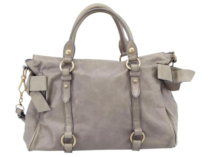 Borsa a mano Miu Miu Ribbon in pelle 2way Viola Oro Auth 186822V D'oro Porpora - vista 2