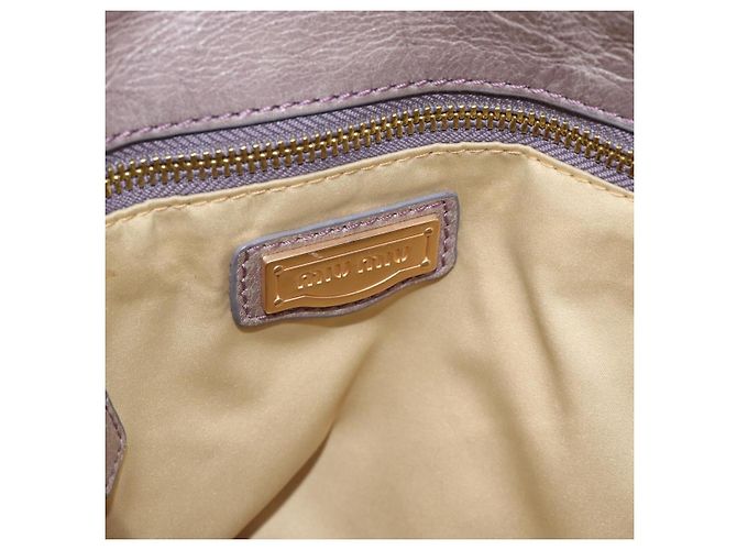 Borsa a mano Miu Miu Ribbon in pelle 2way Viola Oro Auth 186822V D'oro Porpora - vista 21