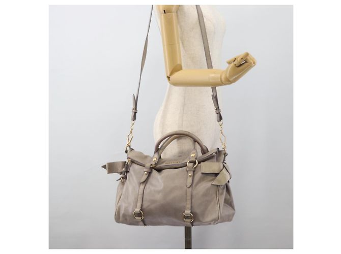 Borsa a mano Miu Miu Ribbon in pelle 2way Viola Oro Auth 186822V D'oro Porpora - vista 26