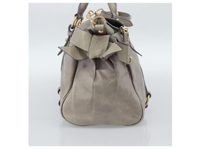 Borsa a mano Miu Miu Ribbon in pelle 2way Viola Oro Auth 186822V D'oro Porpora - vista 3