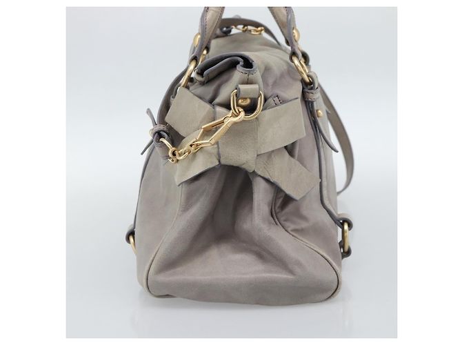 Borsa a mano Miu Miu Ribbon in pelle 2way Viola Oro Auth 186822V D'oro Porpora - vista 4