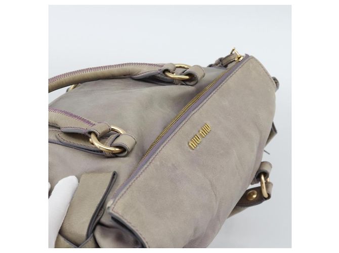 Borsa a mano Miu Miu Ribbon in pelle 2way Viola Oro Auth 186822V D'oro Porpora - vista 6
