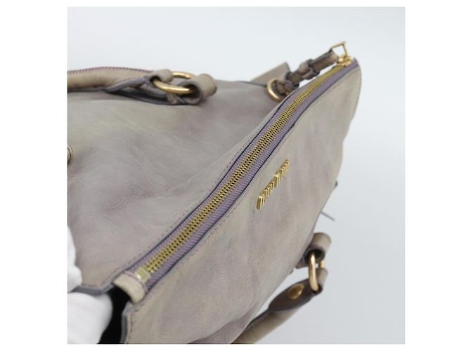 Borsa a mano Miu Miu Ribbon in pelle 2way Viola Oro Auth 186822V D'oro Porpora - vista 7