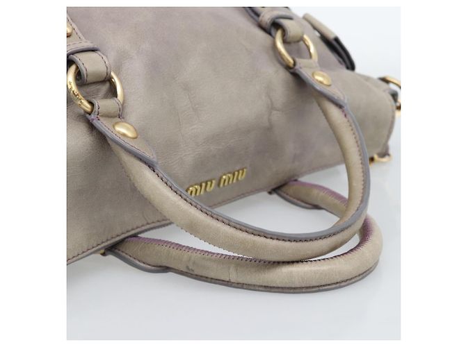Borsa a mano Miu Miu Ribbon in pelle 2way Viola Oro Auth 186822V D'oro Porpora - vista 8