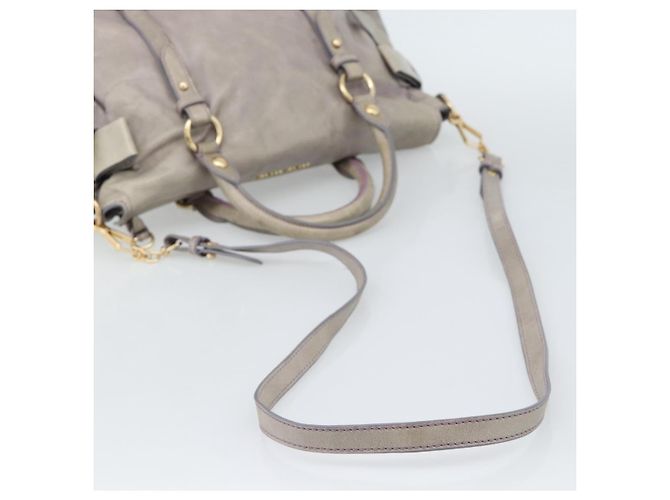 Borsa a mano Miu Miu Ribbon in pelle 2way Viola Oro Auth 186822V D'oro Porpora - vista 9