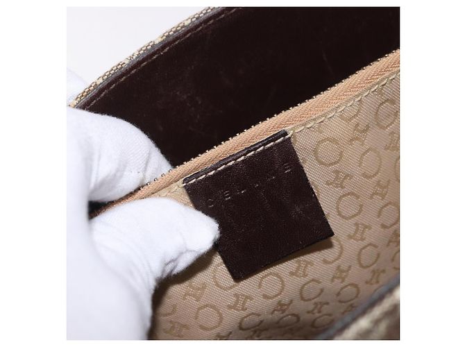 Céline Bolso Tote CELINE C Macadam Canvas Beige Oro Auth 187756 Dorado - vista 10