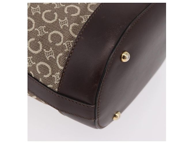 Céline Bolso Tote CELINE C Macadam Canvas Beige Oro Auth 187756 Dorado - vista 16