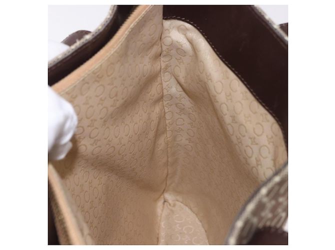 Céline Bolso Tote CELINE C Macadam Canvas Beige Oro Auth 187756 Dorado - vista 17