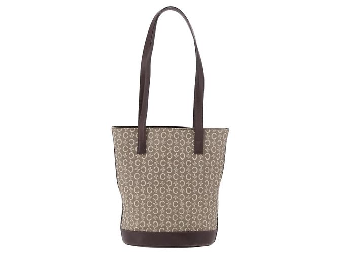 Céline Bolso Tote CELINE C Macadam Canvas Beige Oro Auth 187756 Dorado - vista 2