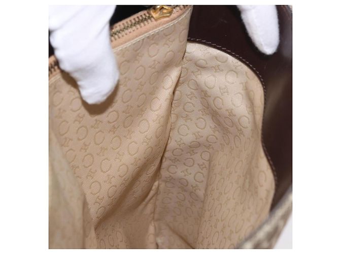 Céline Bolso Tote CELINE C Macadam Canvas Beige Oro Auth 187756 Dorado - vista 20