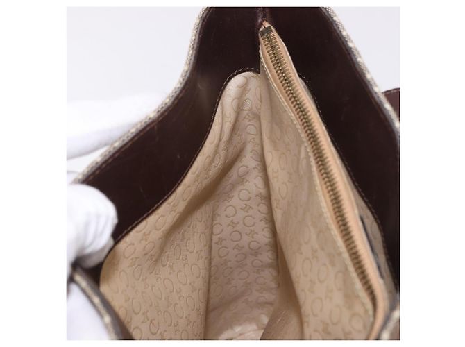 Céline Bolso Tote CELINE C Macadam Canvas Beige Oro Auth 187756 Dorado - vista 21