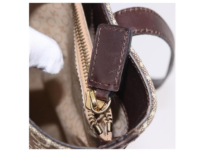 Céline Bolso Tote CELINE C Macadam Canvas Beige Oro Auth 187756 Dorado - vista 22