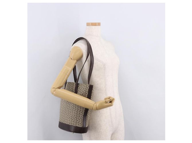 Céline Bolso Tote CELINE C Macadam Canvas Beige Oro Auth 187756 Dorado - vista 24