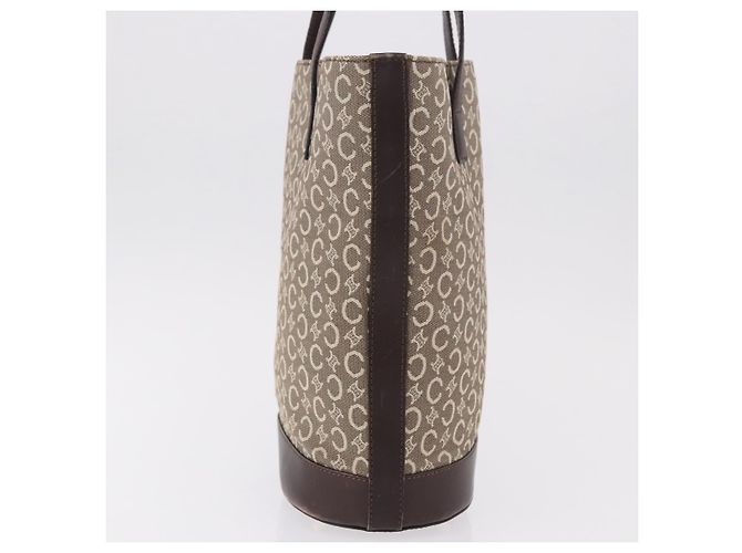 Céline Bolso Tote CELINE C Macadam Canvas Beige Oro Auth 187756 Dorado - vista 4