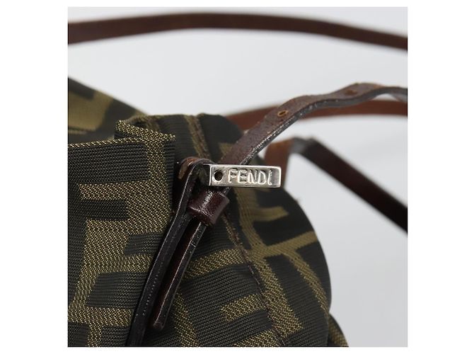 Borsa Tote FENDI Zucca Canvas Nero Marrone Auth 185908 - vista 10